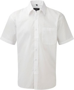 Russell Collection RU935M - Men's Short Sleeve Polycotton Easy Care Poplin Shirt White