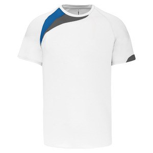 ProAct PA437 - KIDS' SHORT SLEEVE SPORTS T-SHIRT White / Sporty Royal Blue / Storm Grey