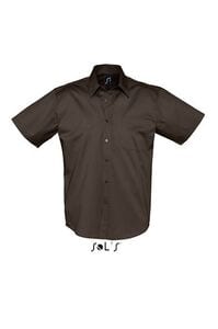 SOL'S 16080 - Brooklyn Short Sleeve Cotton Twill Men's Shirt Chocolate