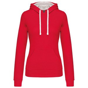 Kariban K465 - Ladies’ contrast hooded sweatshirt Red / White