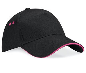 Beechfield BF15C - 5 Panel Cap 100% Cotton Black/Fuchsia