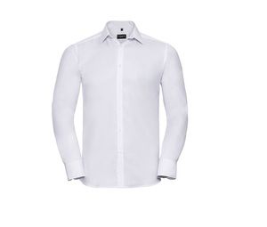 Russell Collection JZ962 - Long Sleeve Herringbone Shirt White