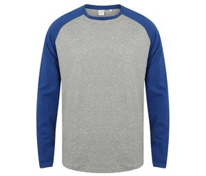 SF Men SF271 - Baseball Long-Sleeved T-Shirt Heather Grey/ Royal