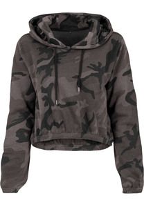 Build Your Brand BY065 - Women's Camo Cropped Hoodie dark camo