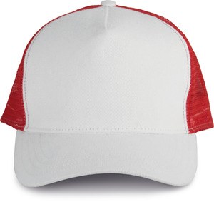 K-up KP137 - TRUCKER MESH CAP - 5 PANELS White / Red