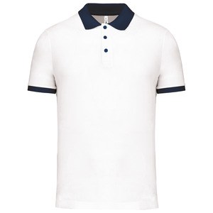 Proact PA489 - Men's performance piqué polo shirt White / Sporty Navy