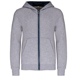 Kariban K486 - Children's zipped hooded sweatshirt Oxford Grey / Navy