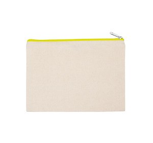 Kimood KI0722 - Canvas cotton pouch - large model Natural / Fluorescent Yellow