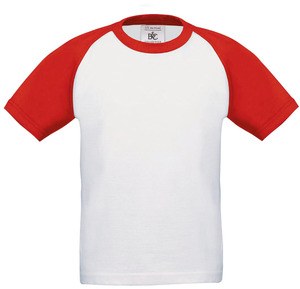 B&C CGTK350 - Baseball kids t-shirt White / Red