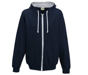 AWDIS JH053 - Contrast zipped hoodie French Navy/Heather Grey