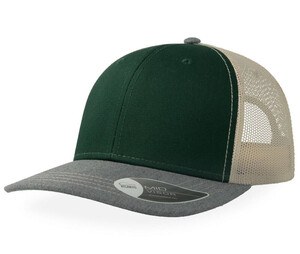 Atlantis AT212 - Trucker cap Bottle Green / Grey Melange / Beige