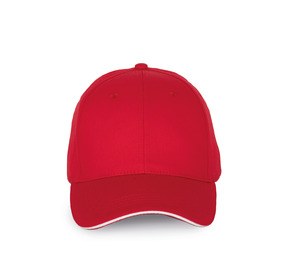 K-up KP191 - Cap with contrasting sandwich visor - 6 panels Red / White
