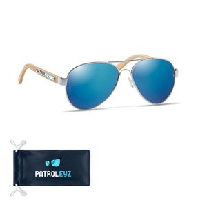 GiftRetail MO6450 - HONIARA Bamboo sunglasses in pouch Blue