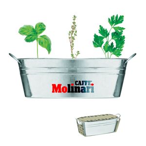 GiftRetail MO6497 - MIX SEEDS Zinc tub with 3 herbs seeds matt silver