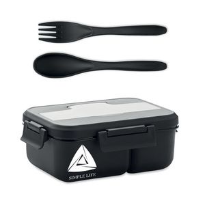 GiftRetail MO6646 - MAKAN Lunch box with cutlery in PP Black
