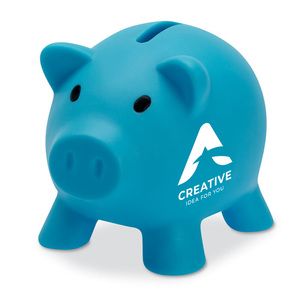 GiftRetail MO8132 - Piggy bank in PVC with an ABS stopper on the bottom Turquoise