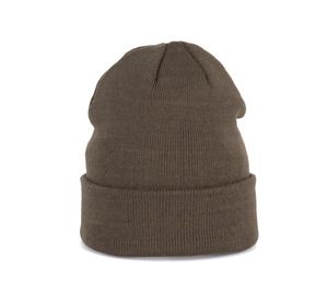 K-up KP031 - KNITTED TURNUP BEANIE Dark Khaki