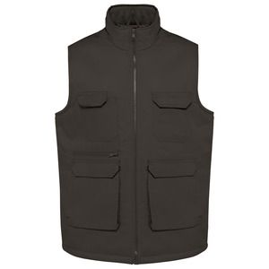 WK. Designed To Work WK607 - Unisex padded multi-pocket polycotton vest Dark Grey