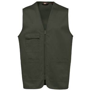 WK. Designed To Work WK608 - Unisex polycotton multi-pocket vest Dark Khaki