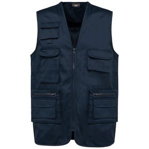 WK. Designed To Work WK609 - Unisex lined multi-pocket polycotton vest Navy