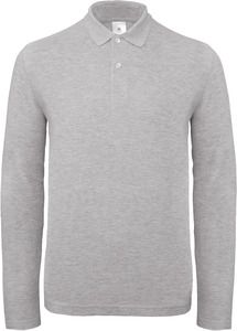 B&C CGPUI12 - ID.001 Men's long-sleeved polo shirt Heather Grey