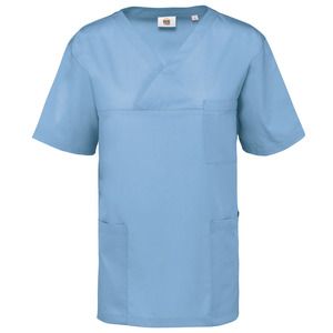 WK. Designed To Work WK507 - Unisex short-sleeved polycotton tunic Sky Blue