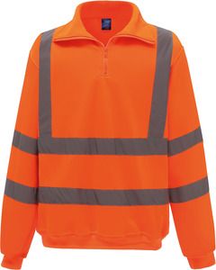 Yoko YHVK06 - Hi-Vis Zip Neck Sweatshirt Hi Vis Orange