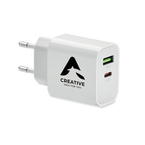 GiftRetail MO6879 - PORT 18W 2 port USB charger EU plug White
