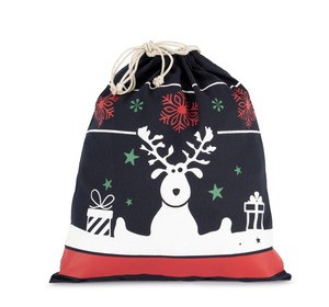 Kimood KI0735 - Drawstring bag with Christmas patterns Night Navy