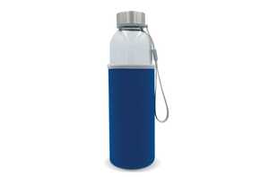 TopPoint LT98822 - Water bottle glass with sleeve 500ml transparent light blue