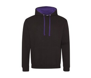 AWDIS JH003 - Contrast Hoodie Jet Black/ Purple