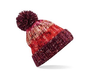 Beechfield BF486 - Corkscrew beanie with pompom Cherry Sherbet