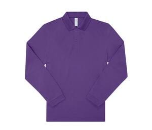 B&C BCU425 - Long-sleeved fine piqué poloshirt Meta Lilac