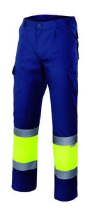 Velilla 156 - HV TWO-TONE LINED TROUSERS MARINE BLUE/HI-VIS YELLOW