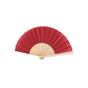 EgotierPro 28500 - 23 cm Wooden and Polyester Fan WOOD Red