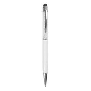 EgotierPro 33584 - Aluminum Pen with Touchscreen Pointer & Diamonds DIAMONDS White