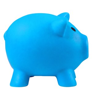 EgotierPro 38075 - Plastic Pig-Shaped Bank in Fun Colors MONEY Blue