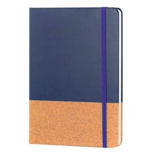 EgotierPro 38552 - A5 Notebook with PU Cork Cover BOUND Blue