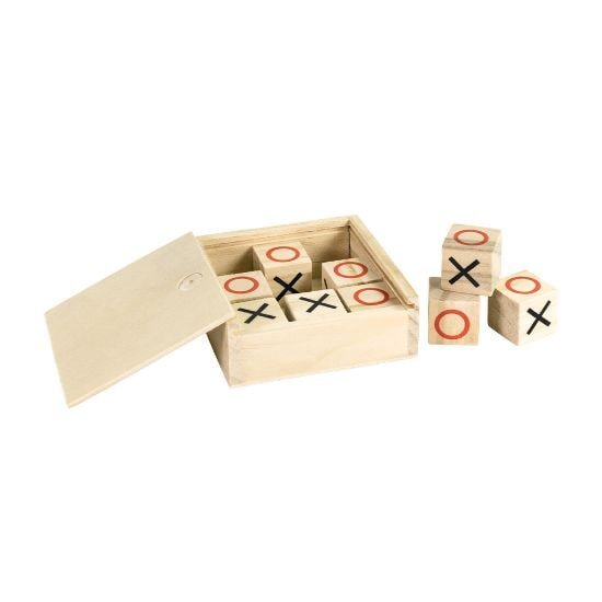 EgotierPro 39037 - Natural Wood Tic-Tac-Toe Game Box