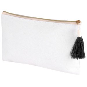 EgotierPro 50001 - Cotton Toilet Bag with Metallic Zipper TASSEL