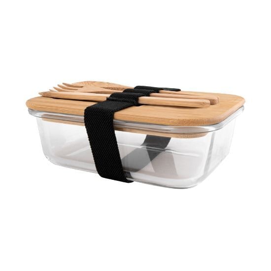 EgotierPro 52064 - Glass Lunch Box Set with Bamboo Cutlery GRAPE