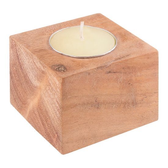 EgotierPro 52551 - Acacia Wood Candle Holder with Candle SAMAY