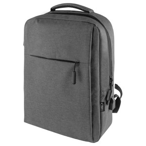 EgotierPro 52528 - RPET Polyester Backpack with USB Port Grey