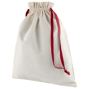 EgotierPro 52543 - Cotton Presentation Bags with Velvet Ribbons BIG Red