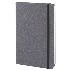 EgotierPro 52579 - Recycled Leather A5 Hardcover Notebook with Bookmark ROGUE Black