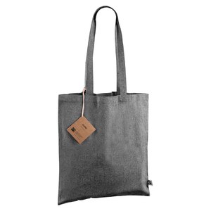 EgotierPro 53519 - Fairtrade Recycled Cotton Long-Handle Bag DUNE Black