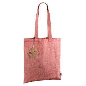 EgotierPro 53519 - Fairtrade Recycled Cotton Long-Handle Bag DUNE Red