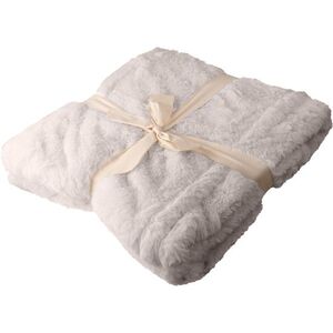 EgotierPro 53547 - Soft 500 gr/m² Polyester Blanket with Cotton Ribbon KANIN White