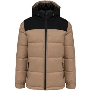 Kariban K6163 - Unisex bi-tone padded jacket with hood Wet Sand / Black