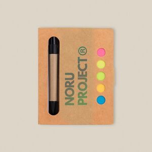 EgotierPro 33047 - Cardboard Notebook with Sticky Notes & Pen NOTE